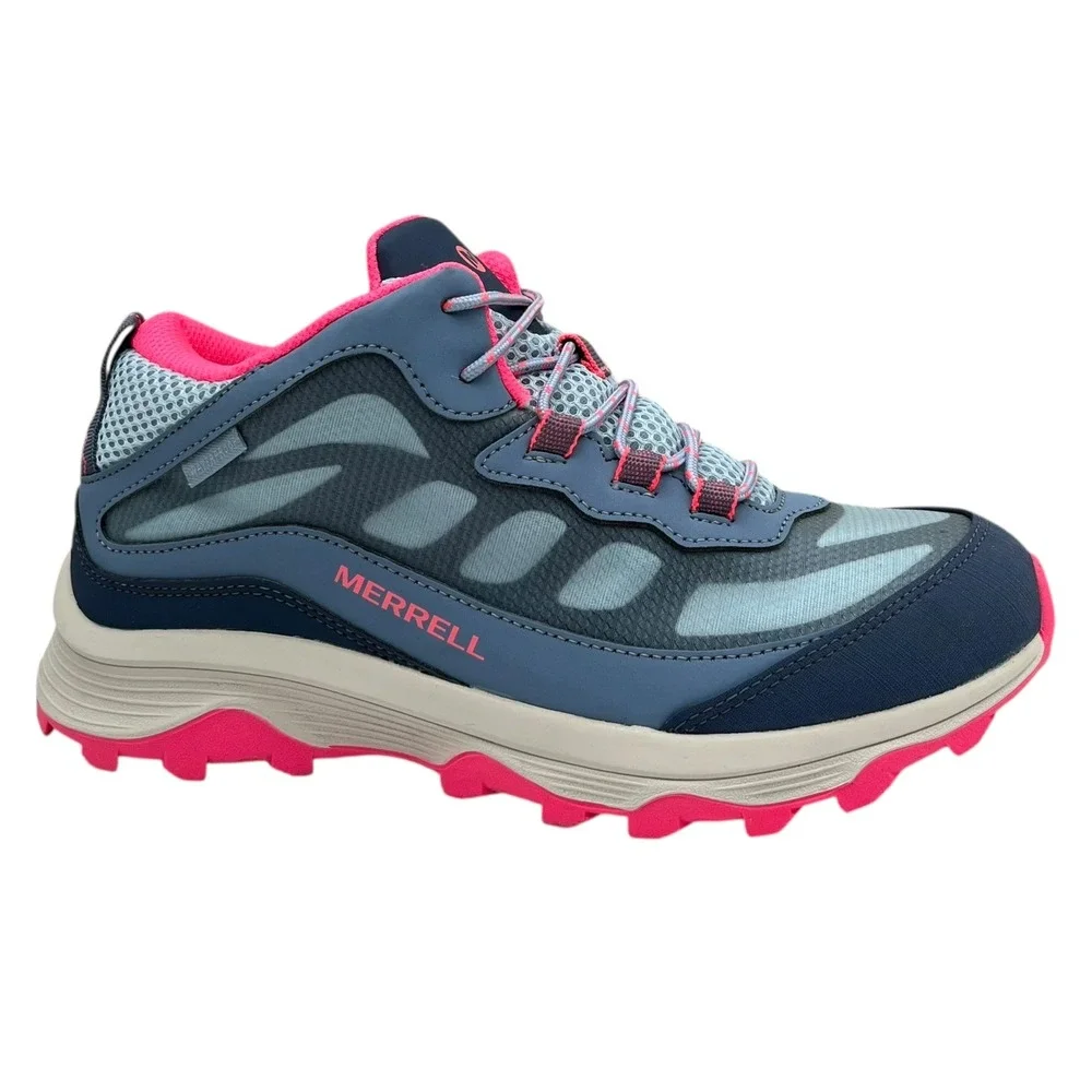 Merrell Moab Speed Youth Big Girls Waterproof Hiking Shoes Size 7 Blue Coral
